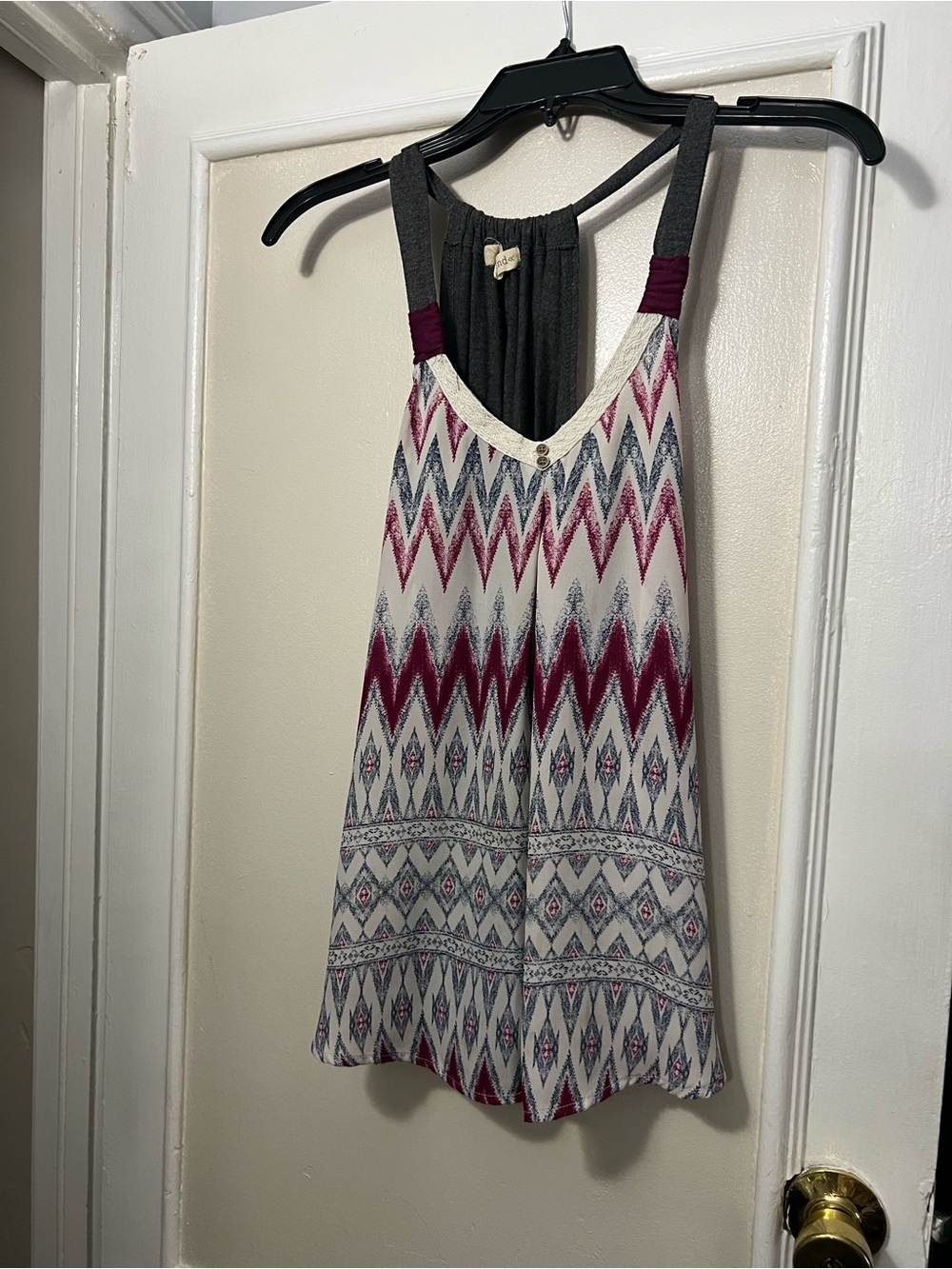 Boho Chevron Print Tank with Dark Charcoal Back